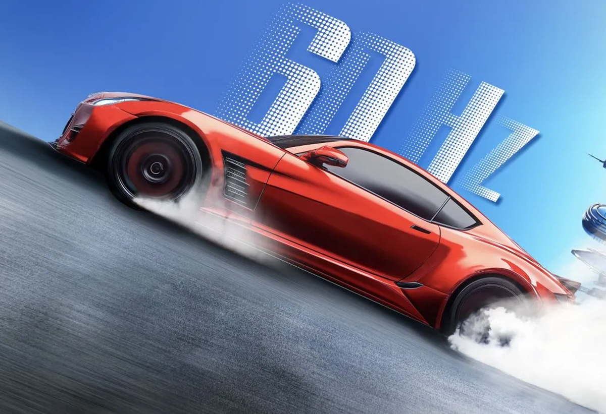 Απεικονίζεται βιντεοπαιχνίδι που δείχνει ένα κόκκινο αυτοκίνητο.